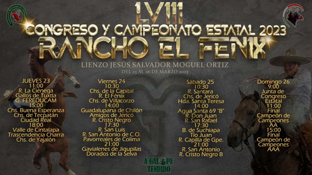 Programa Campeonato Estatal Charro 2023, AGT