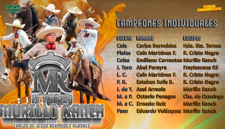 Campeones individuales, Charros MVP, Torneo Murillo Ranch 2024